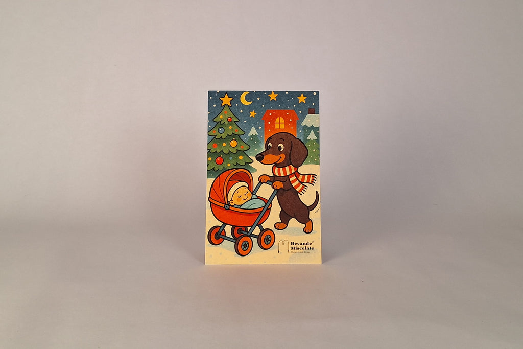 Cartolina Bassotto Fumettato fronte stile fumetto