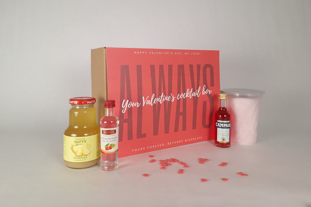 Edizione per quattro cocktail della Happy Valentine’s Cocktail Box – idea regalo per coppie