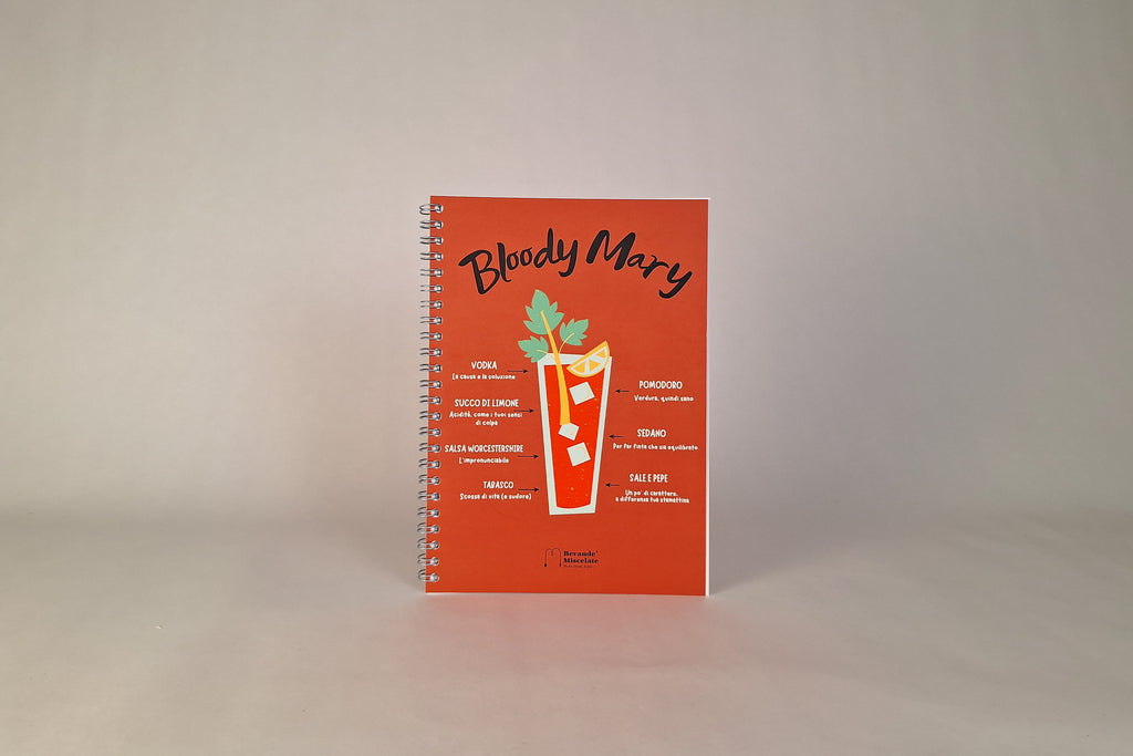 Quadernino A5 Bloody Mary di Bevande Miscelate con grafica ironica del celebre cocktail