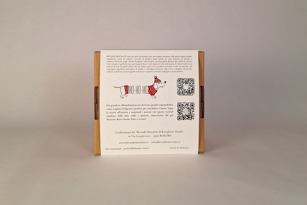 Box cocktail natalizio originale per brindisi in famiglia, servibile caldo o freddo.