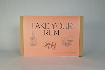 ake Your Rum bottiglia grande con cioccolato e calice