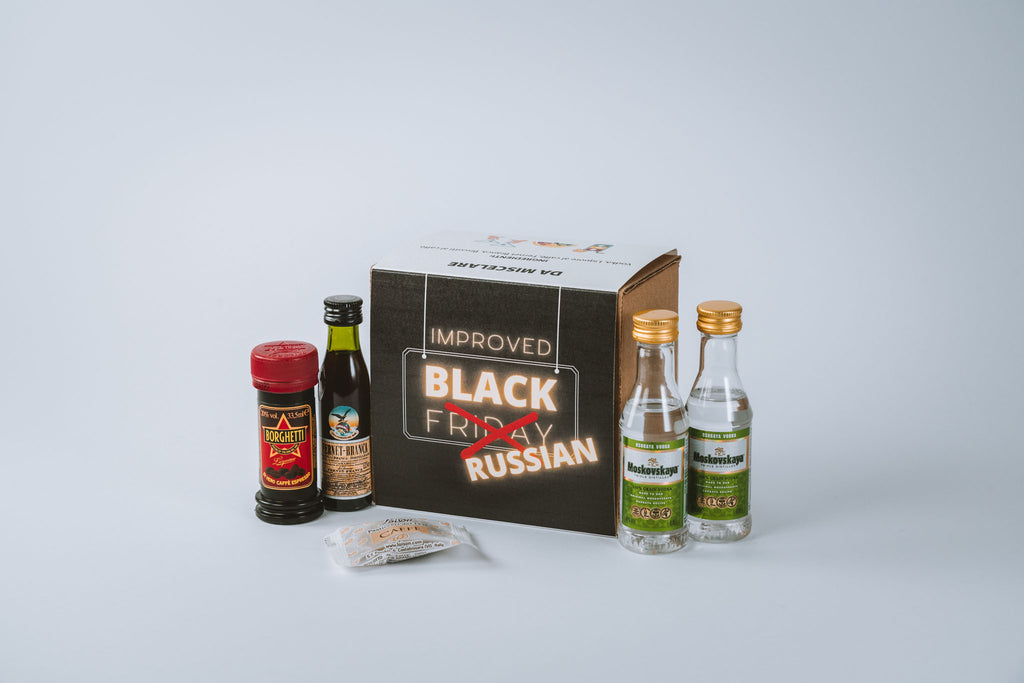 Set regalo Improved Black Russian Classic con biscotti al caffè artigianali